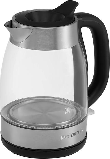 Чайник электрический Polaris PWK 1817CGL 1.8л. 2200Вт нержавеющая сталь/черный корпус: стекло/металл фото 2