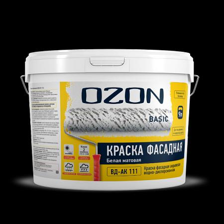 Краска фасадная акриловая укрывистая OZON Basic ВД-АК-111-1,3 белая опт фото 2