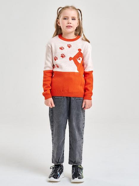 Джемпер «Мишка» терракотовый, для девочек ОПТ фото 5
