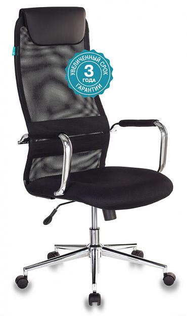 Кресло руководителя Бюрократ KB-9N черный TW-01 TW-11 сетка/ткань с подголов. крестовина металл хром фото 1
