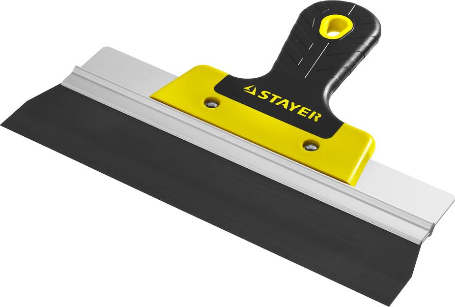 STAYER PROFlat, 250 мм, алюминиевая направляющая, двухкомпонентная ручка, анодированный фасадный шпатель (10045-25) фото 1
