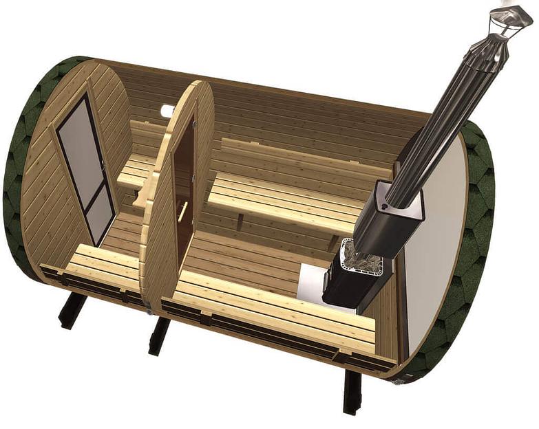 Круглая баня-бочка 4 м Сосна (2 отделения) фото 2