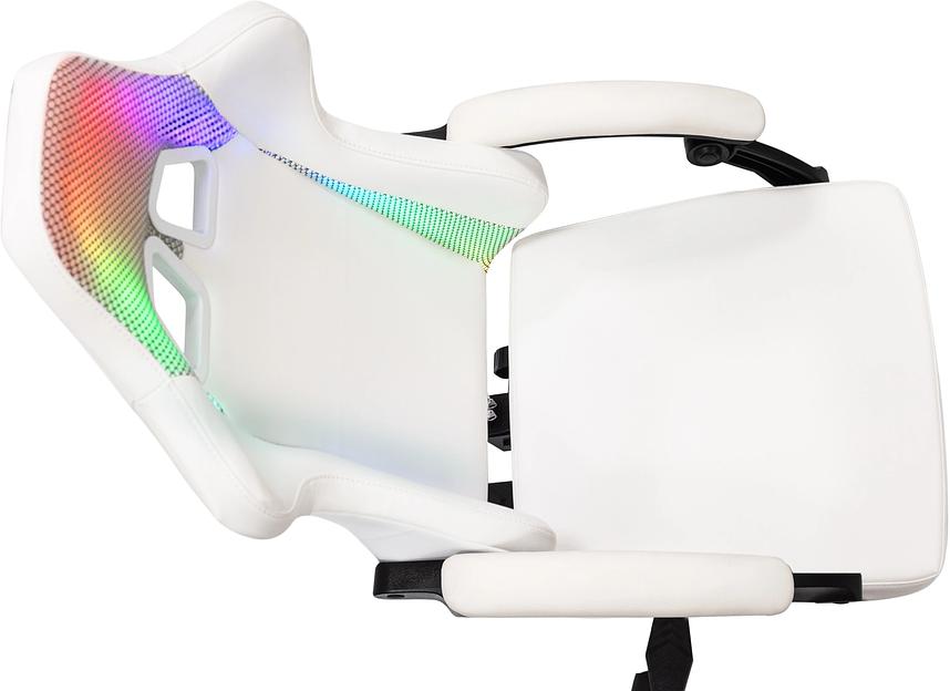 Кресло игровое Knight Wolf RGB белый эко.кожа/сетка крестов. пластик фото 7