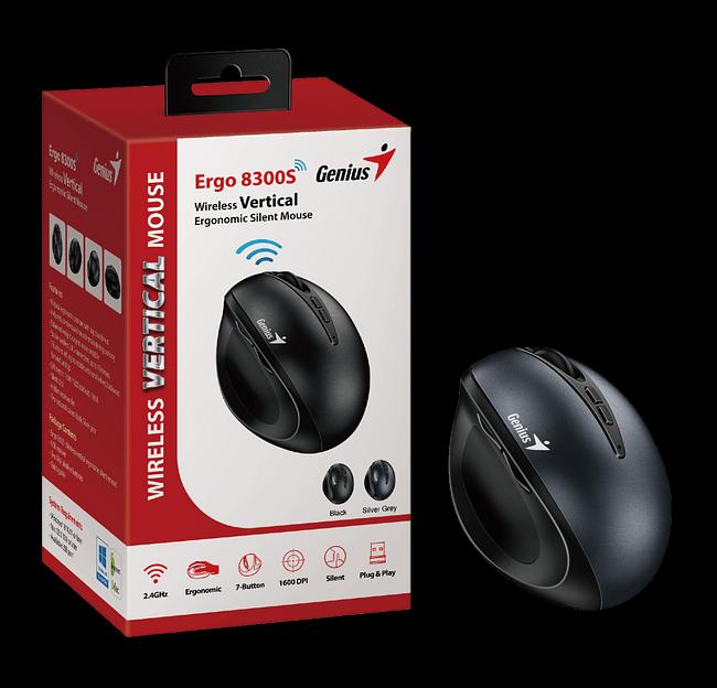 Мышь беспроводная Ergo 8300S серая (Iron Grey), вертикальная эргономичная бесшумная мышь с подставкой для большого пальца фото 1