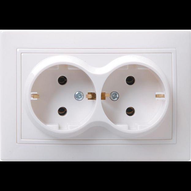 Iek ERK24-K01-16-DM РС12-3-КБ Розетка 2местн. c з/к без защ.штор. 16А КВАРТА (белый) фото 1