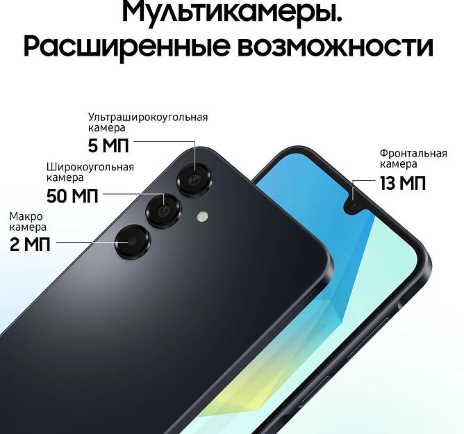 Смартфон Samsung SM-A165F Galaxy A16 256Gb 8Gb черный моноблок 3G 4G 6.7" 1080x2340 Android 14 50Mpix 802.11 a/b/g/n/ac NFC GPS GSM900/1800 GSM1900 TouchSc фото 5