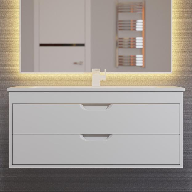 Тумба под раковину для ванной Uperwood Modul 100 см, подвесная, матовая, белая фото 1