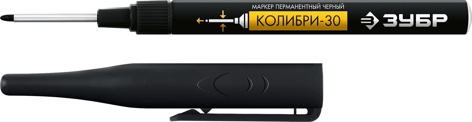 ЗУБР Колибри-30 черный, наконечник L 30 мм, d 3.0 мм, перманентный маркер для отверстий (06338-2) фото 1