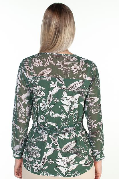Блузка женская  4021-24/13/Зеленый, белый  фото 4