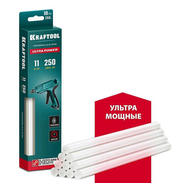 KRAFTOOL Ultra Power, 11 х 250 мм, 10 шт, ультрамощные, прозрачные, клеевые стержни (06848-10) фото 1