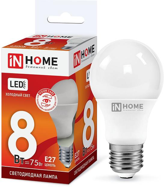 Лампа светодиодная LED-A60-VC 8Вт 230В Е27 6500К 720Лм IN HOME фото 1