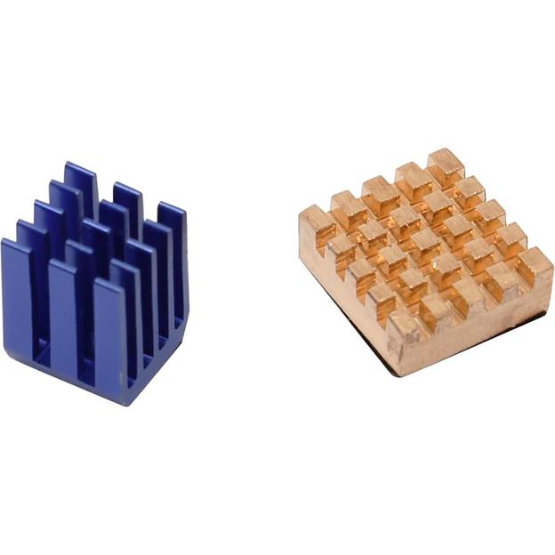 Радиатор ACD RA207 Набор радиаторов ACD Golden (14x12x5mm) + Blue (9x9x12mm) Heat Sink set for Raspberry Pi3 B, Pi3 B+, Pi4 фото 1