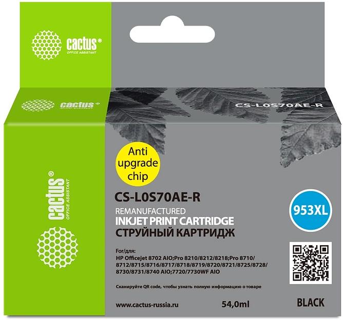 Картридж струйный Cactus CS-L0S70AE-R 953XL черный (54мл) для HP OJ Pro 7740/8210/8218/8710/8715 фото 1