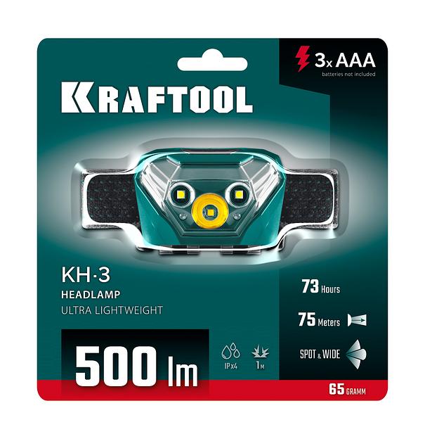 KRAFTOOL KH-3, 500 лм, 5 режимов, налобный фонарь, 3ААА (56456) фото 4