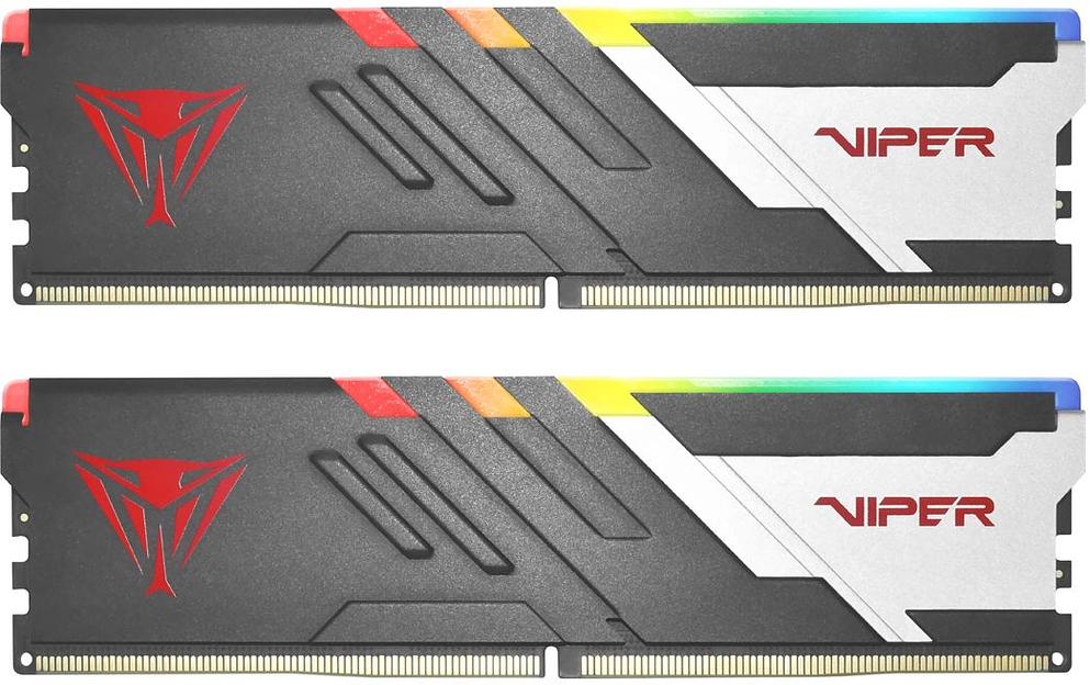 Оперативная память Patriot Memory Viper Venom RGB, DDR5, 64GB (2x32GB), 6000 MHz, CL30, с радиаторами, RGB, серебристый/чёрный фото 1