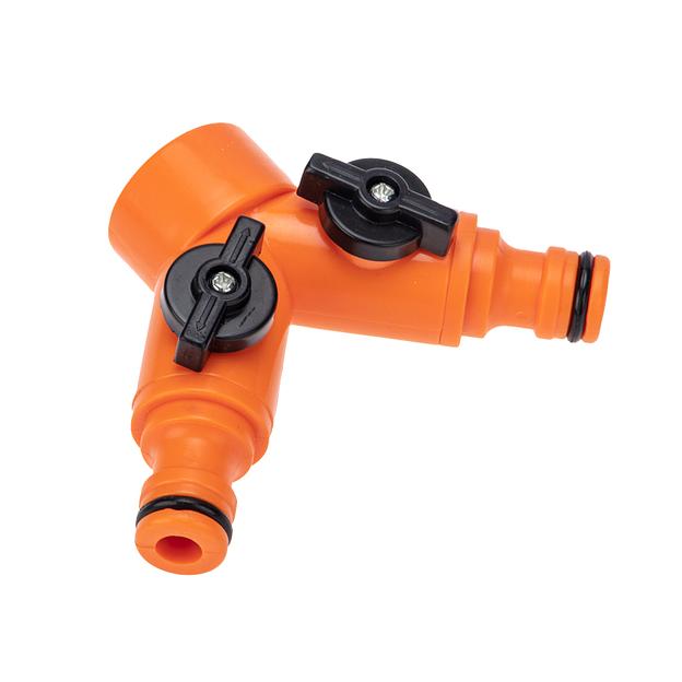 Разветвитель 2-х канальный на кран 3/4-1/2 дюйма Четыре сезона фото 1