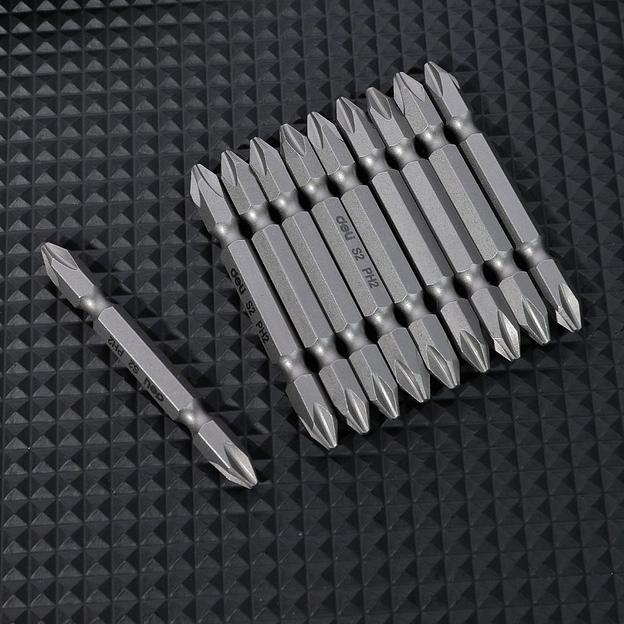 Набор оснастки Deli Набор двухсторонних бит 10 шт Deli DL6902 PH2*65мм, сталь S2 с твердостью 58-60HRC, пласт.кейс фото 2