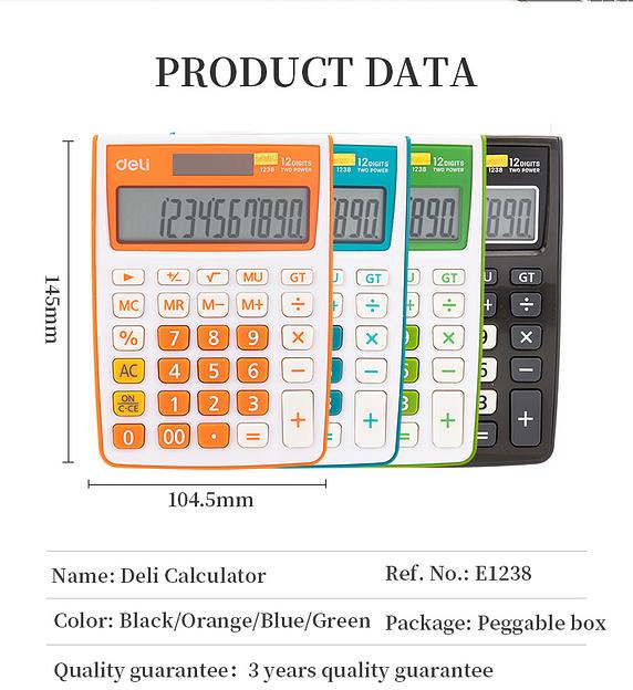 Калькулятор настольный Deli E1238/GRN зеленый 12-разр. фото 6