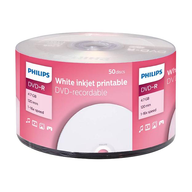 Диск DVD-R Philips 4.7 Gb, 16x, Bulk (50), Printable фото 1