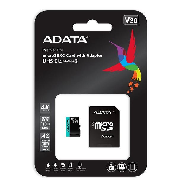 Карта памяти MICRO SDXC 64GB W/ADAP. AUSDX64GUI3V30SA2-RA1 ADATA фото 3
