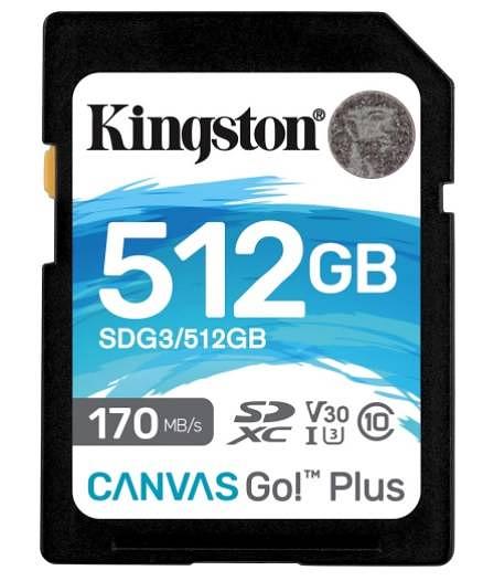 Флеш карта SD 512GB Kingston SDXC Class 10 UHS-I U3 V30 Canvas Go Plus 170MB/s фото 1