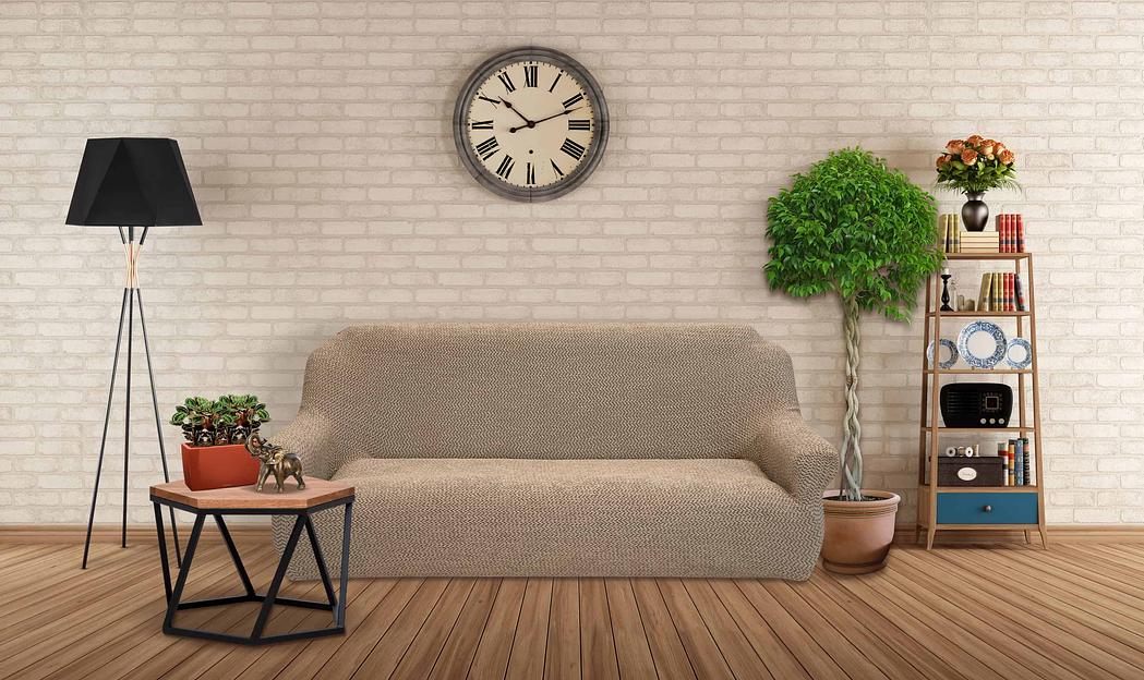 Чехол на трёхместный диван Чехлы&Пледы «Букле» ваниль ОПТ фото 6