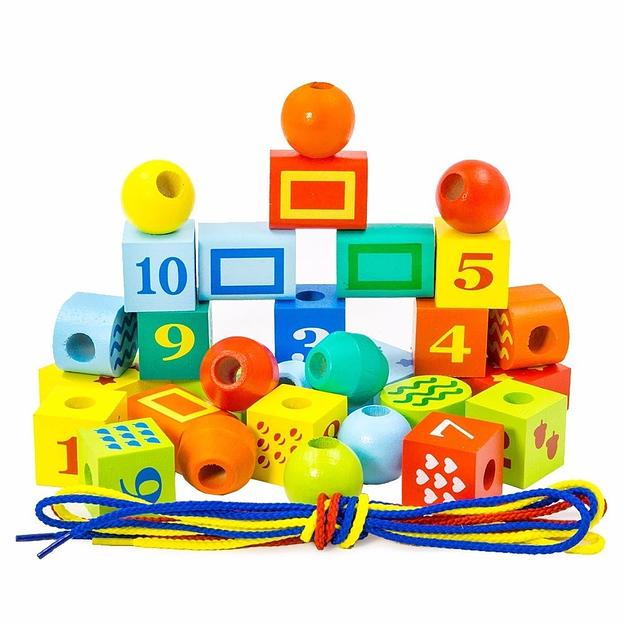 Деревянный конструктор «Шнуровочка» с цифрами 30 деталей фото 1