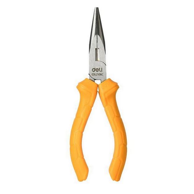 Шарнирно-губцевый инструмент Deli Удлиненные плоскогубцы Deli DL2106C 160мм, пластиковая рукоять фото 1