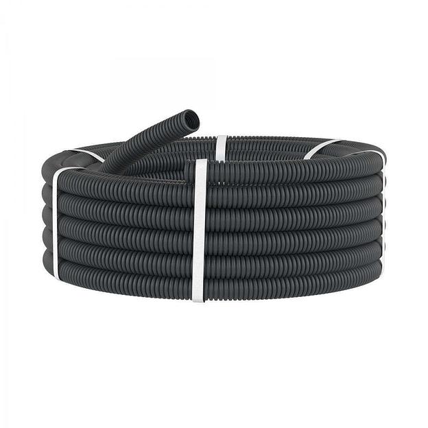 Труба гофрированная ПНД 25 мм с протяжкой черная (50м) фото 1