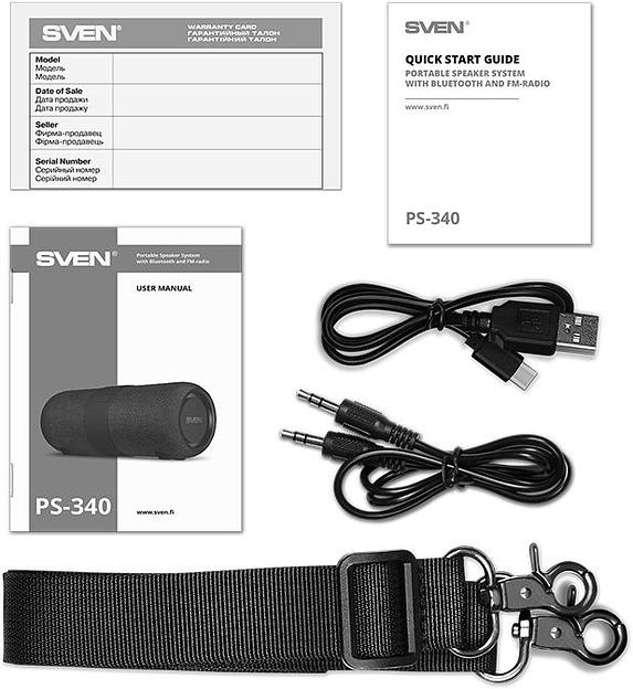 SVEN PS-340, черный (24 Вт, Waterproof (IPx6), TWS, Bluetooth, FM, USB, 3600мА*ч) фото 10
