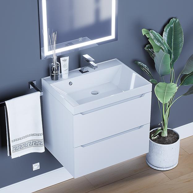 Тумба под раковину для ванной Uperwood Tanos 60 см, подвесная, белая матовая фото 4