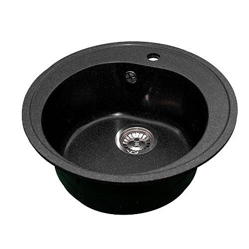 Мойка для кухни Raiber RD10 круглая глянцевая, цвет черный, из искусственного камня. фото 2