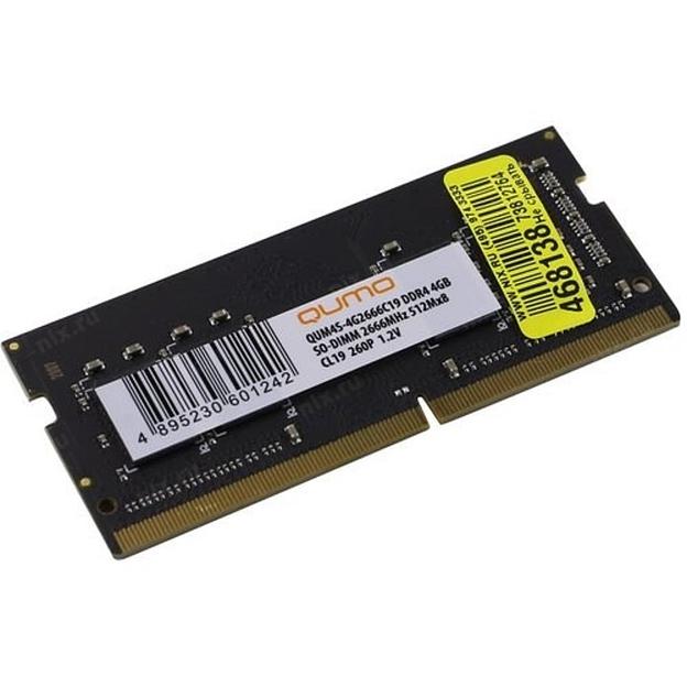 QUMO DDR4 SODIMM 4GB QUM4S-4G2666C19 PC4-21300, 2666MHz OEM/RTL фото 1