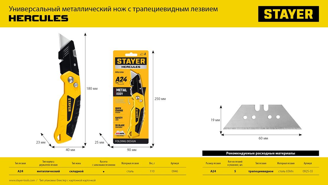 STAYER A24, 5 шт, трапециевидные лезвия, Professional (0925-S5) фото 3