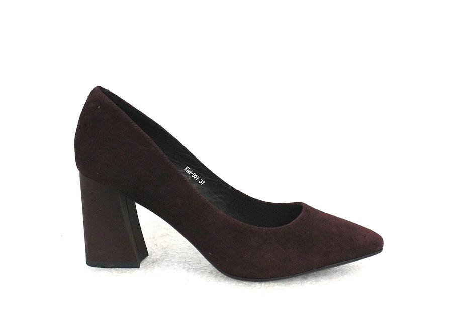 Туфли женские, бордовые, натуральная замша, каблук 8 см. фото 1
