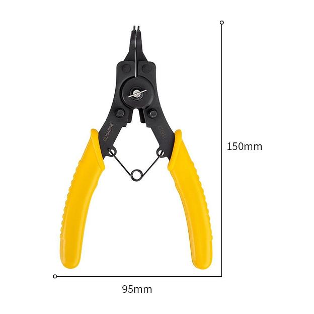 Съемники Deli Съемник стопорных колец 4-в-1 Deli DL104506 150мм, 2 прямых насадки 180 градусов, изогнутая насадка 90 градусов, изогнутая насадка 45 градусов фото 3