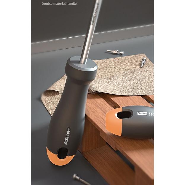 Крестовая отвертка "Home Series Gray" Deli HT1206C PH2x150мм Эксклюзивный дизайн, рукоятка из высококачественного софттач пластика фото 4