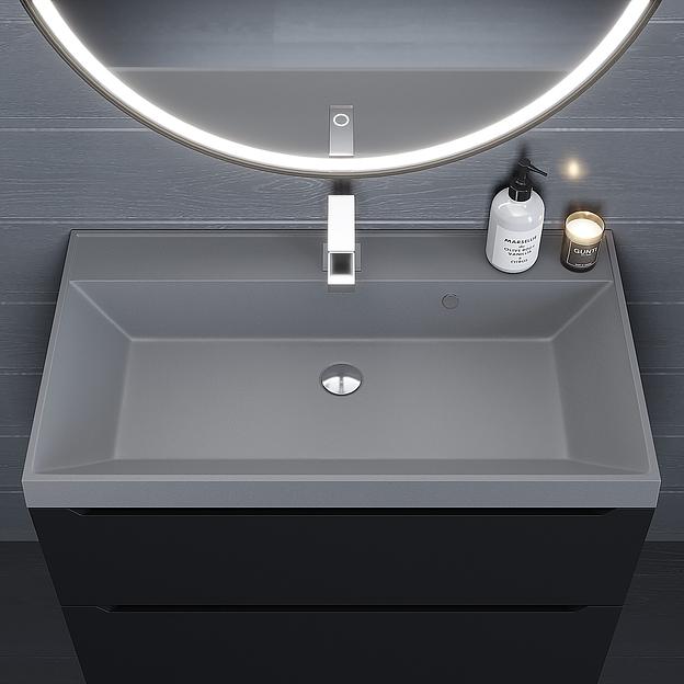 Раковина кварцевая для ванной комнаты Uperwood Classic Quartz 80 см, серая матовая, бетон фото 3