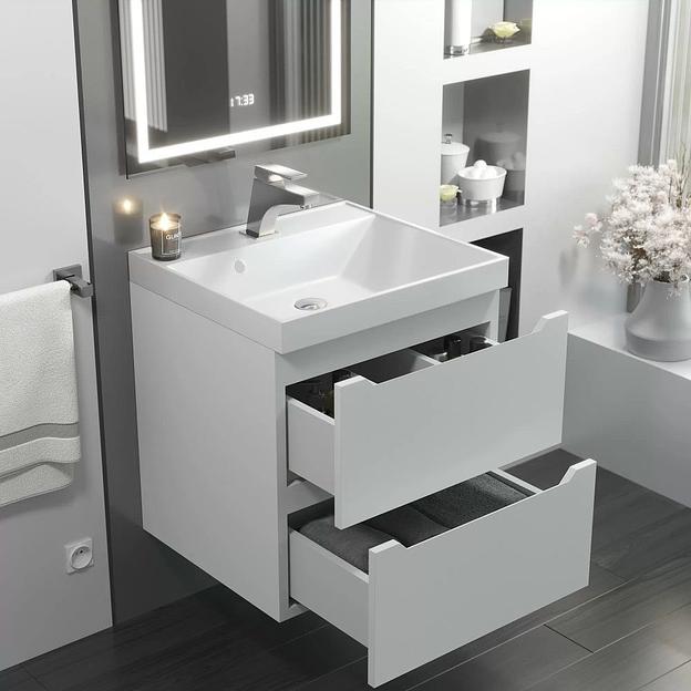 Тумба под раковину для ванной Uperwood Tanos 50 см, подвесная, белая матовая фото 2