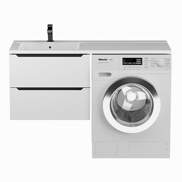 Тумба под стиральную машину Uperwood Tanos 60 см, подвесная, белый/графит фото 5