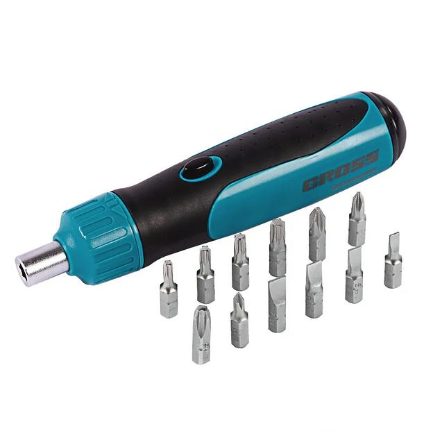 Отвертка-реверс + механизм SmartPush + биты, 12 пред., PH + SL + Torx, S2, 2к рукоятка фото 1