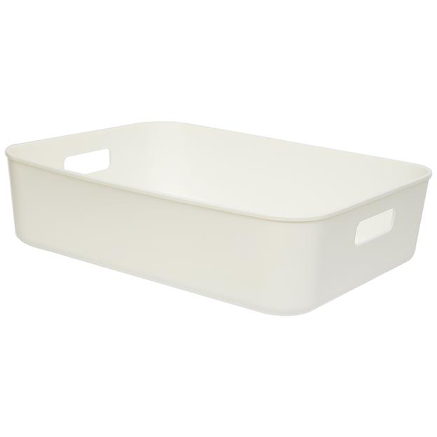 Корзина пластиковая для хранения "Юки", Д345 Ш270 В90, белый фото 1