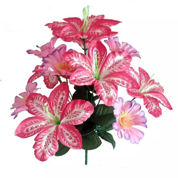 Цветочная композиция герберы с лилиями 12 голов (6+6) 38см 094-535+576 фото 4