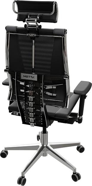 Кресло руководителя Метта Yoga 4DT B2-15D - YM93+Infinity+carbon черный сетка/кожа с подголов. крестов. алюминий хром (комплект 1шт) фото 6