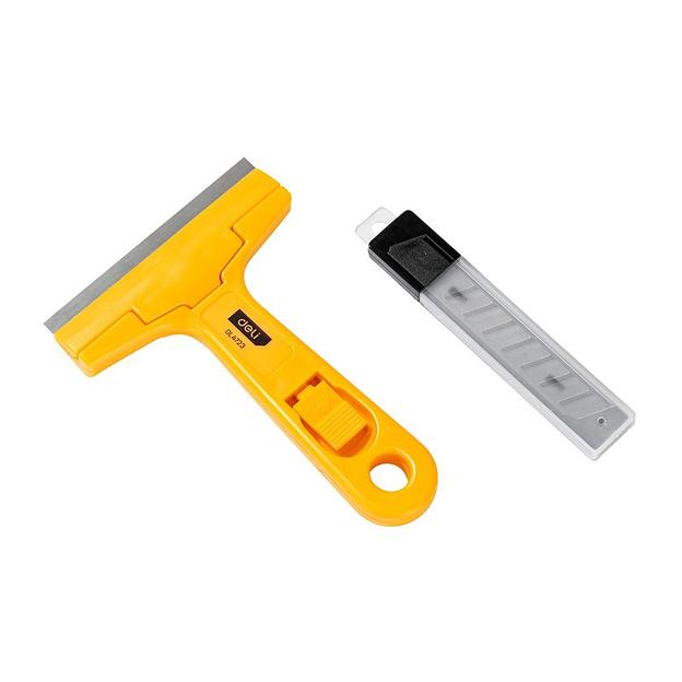 Отделочный инструмент Deli Скребок Deli DL4723 145мм + 10 лезвий, ширина лезвия 18мм, толщина лезвия 0,5мм фото 1