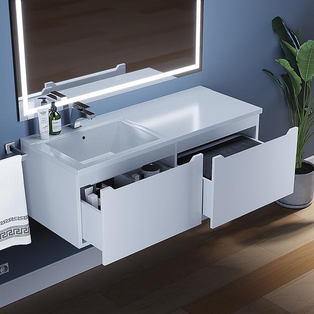 Тумба под раковину для ванной Uperwood Tanos 120 см, подвесная, левая, белый фото 4