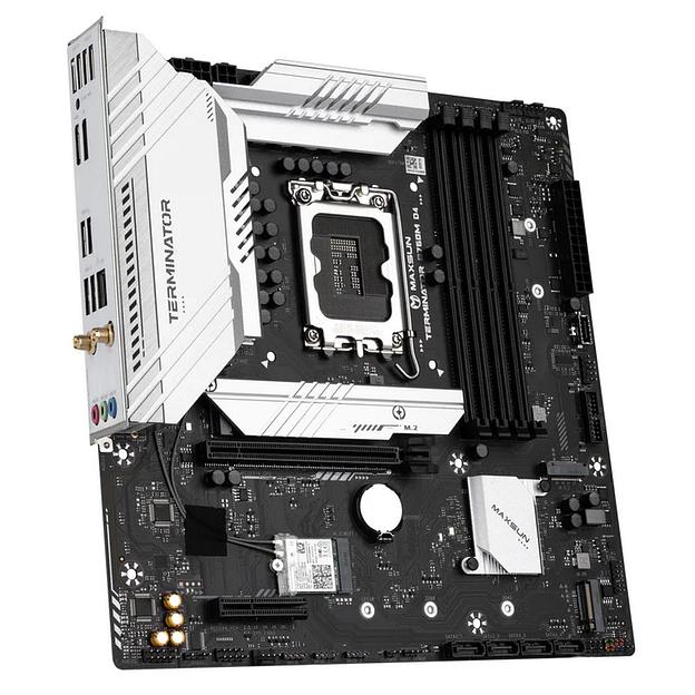 Материнская плата Maxsun Terminator B760M D4 WIFI6E 1700, B760, 4xDDR4, 1xPCIEx16,1xPCIEx4,3xM.2, Front1xType-C,2xUSB3,2xUSB2, Rear2xUSB3,6xUSB2, 4xSATA3, 2,5GLan, HDMI+DP, mATX, RTL фото 3