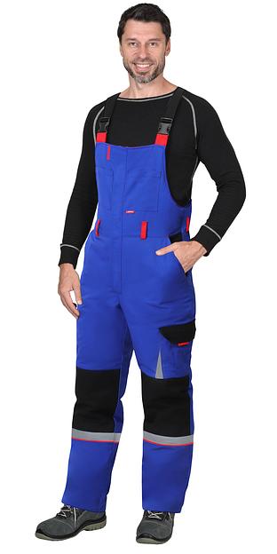 Костюм «Сириус-Стан»зимний куртка и полукомбинезон, васильковый с чёрным и красным ОПТ фото 3