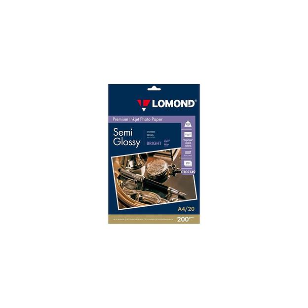 Фотобумага Lomond Premium A4, для струйной печати, 20л, 200г/м2, ярко-белый, покрытие полуглянцевое [0102149] фото 1