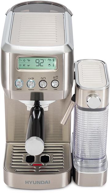 Кофеварка рожковая Hyundai HEM-9999 1350Вт серебристый фото 2